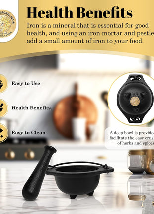 Cast Iron Cauldron Mortar and Pestle Set (Mp3-Cauldron Mortar & Pestle)