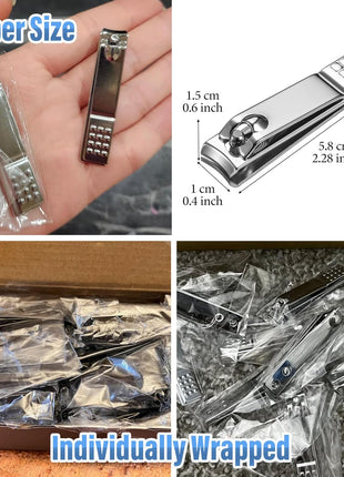 60 Pcs Stainless Steel Nail Clippers Toenail Clippers Bulk for Men Women Seniors, Toe Nail Clipper Pack Fingernail Clipper Bulk for Home, Travel, Homeless, Bulk Use (Medium Size, Silver)