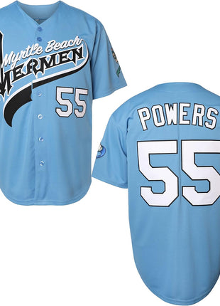 Kenny Powers Baseball Jersey #55 Myrtle Beach Mermen Stitched Men Movie Baseball Jersey Blue Green S-3XL
