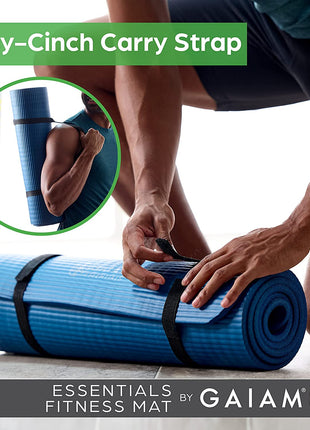 Gaiam Yoga Mat, Pilates & Exercise Mat, Thick Mat 2/5" (10Mm) Workout Mat with Easy-Cinch Carrying Strap for Home & Gym Workouts