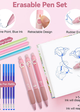 61 PCS Aesthetic School Supplies with Cute Pencil Case, Pastel No Bleed Highlighters, Gel & Erasable Pens, Mechanical Pencils, Refills, Complete Essentials Stationery Kit for Students (Pink)