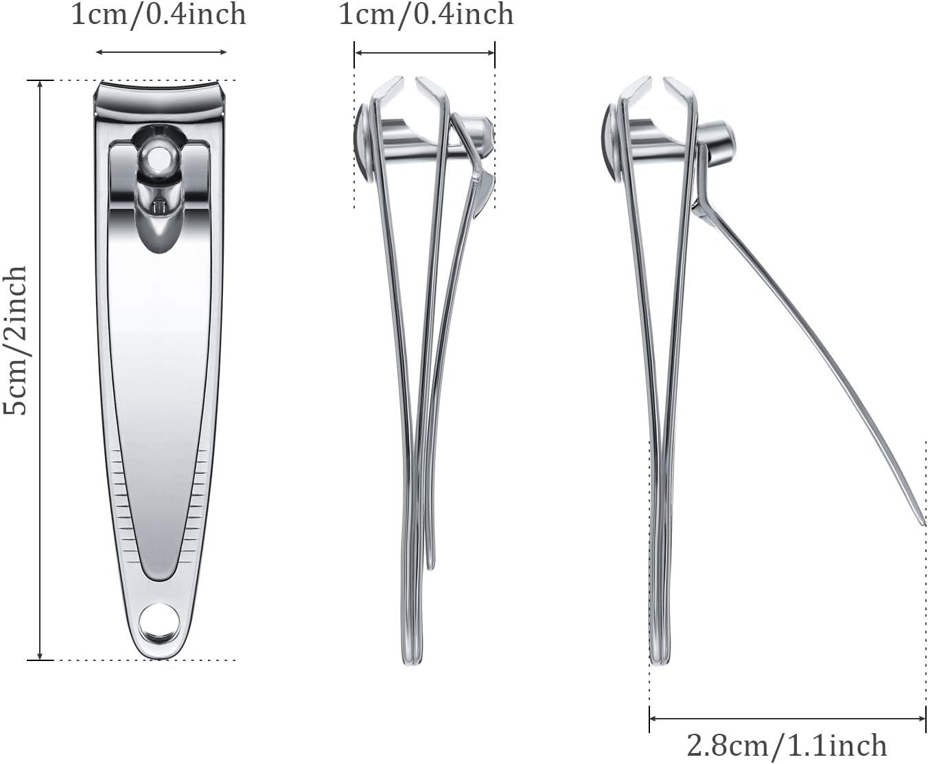 100 Pieces Nail Clippers Set Bulk for Men Women Ultra Sharp Stainless Steel Fingernail Toenail Clippers Portable Travel Sturdy Trimmer Pointed Pedicure Manicure Care (Silver)