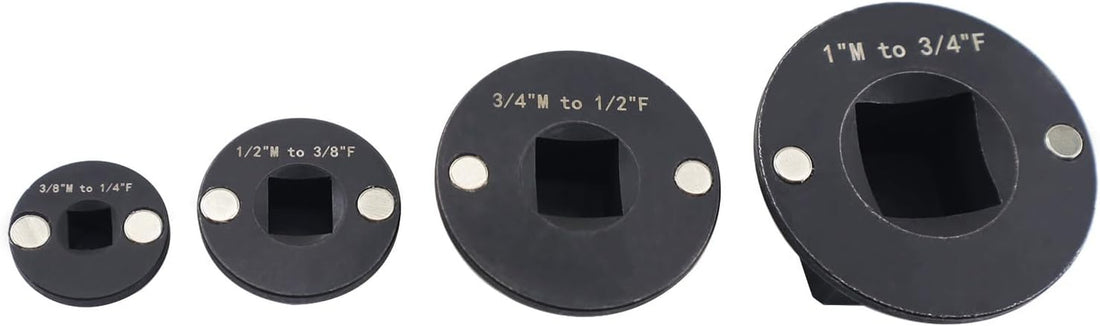 4PCS Low Profile Impact Socket Adapter Set. Drive Ratchet Adapter Set (1" to 3/4", 3/4" to 1/2", 1/2" to 3/8",And 3/8" to 1/4"）