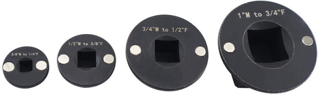 4PCS Low Profile Impact Socket Adapter Set. Drive Ratchet Adapter Set (1" to 3/4", 3/4" to 1/2", 1/2" to 3/8",And 3/8" to 1/4"）
