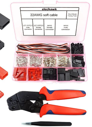 55 Sets Servo Plug Male Female Connector Crimp Pin Cable Kit with Crimping Tool Compatible JST SYP Futaba for Hitec Spektrum RC