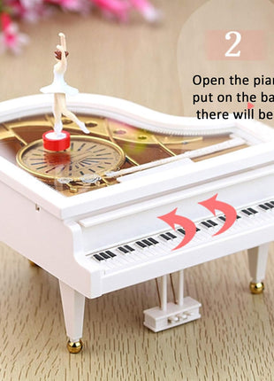 Ballerina Music Box，Piano Music Box for Women Girls White Valentine'S Day Present Mechanical Classical Ballet Girl Dancing Music Box Birthday Present