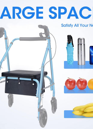 Large Rollator Walker Basket, under Seat Rollator Bag, Walker Basket for Four Wheel Rollator, Reusable Basket Carry Insert for Women Men Seniors