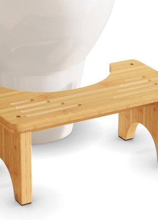 Bamboo Toilet Stool, Wooden Squatting Potty Stool for Adults, 7 Inch Toilet Stool Squat Adult, Non-Slip Wood Poop Stool for Bathroom, Portable Toilet Foot Pooping Steps for Kids