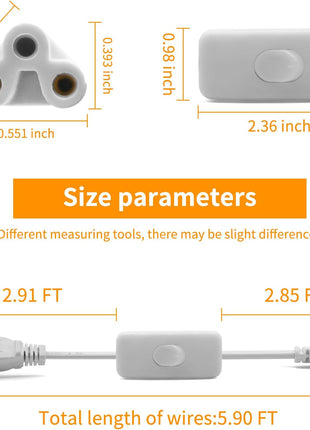 T5 T8 LED Tube Power Extension Cable with On/Off Switch,Led T5/T8 Light Tube Integrated LED Light Fixture Extension Cable Wire (6FT/1.8M) 3-Pack