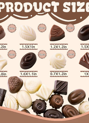 30 Pcs Fake Chocolate Artificial Food Realistic Mixed Color Chocolate Models Bulk Faux Dessert