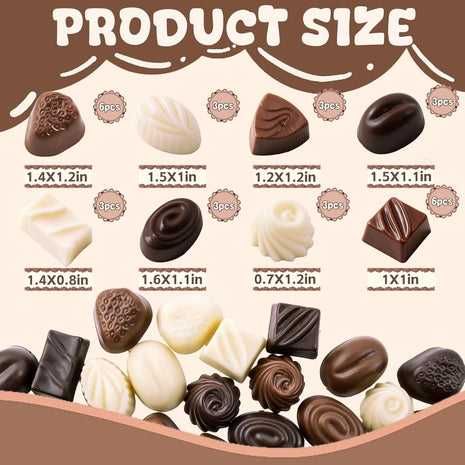 30 Pcs Fake Chocolate Artificial Food Realistic Mixed Color Chocolate Models Bulk Faux Dessert