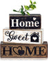 4 Pcs Farmhouse Wooden Tabletop Decor Farmhouse Tiered Tray Decor Rustic Eucalyptus Leaves Wood Block Sign Gift Sweet Home Centerpiece Home Table Decortion