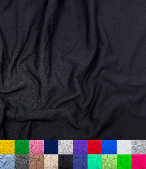 | Cotton Spandex Fabric | by the Yard | Stretchy, Breathable, Lightweight Cotton Fabric | 60" Wide Roll | Sewing | 95% Cotton, 5% Spandex (Black, 1 Yard)