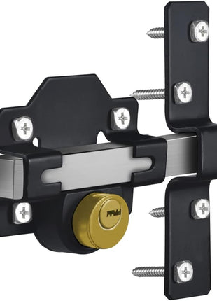 Barn Door Lock, Fence Gate Lock, Double Sided Gate Latch, Gate Lock for Wodden Garage Door, Supplied with 5 Keys, Work with 2.75" Wooden Vinyl Metal Gate, for Right & Left Door