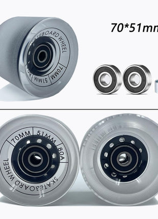 70Mm Longboard Wheels 80A Contains ABEC-9 Bearings and Spacers,Skateboard Riser Pads,Skateboard Hardware Screws Bolts,Fit for Your Longboard Skateboards.-Transparent Frosted