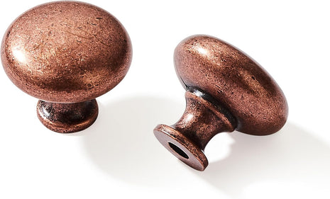 10 Pack 1-1/4" Vintage Antique Copper Zinc Alloy Cabinet Knobs - Single Hole Center Kitchen Cabinet Pull Hardware for Bedroom.