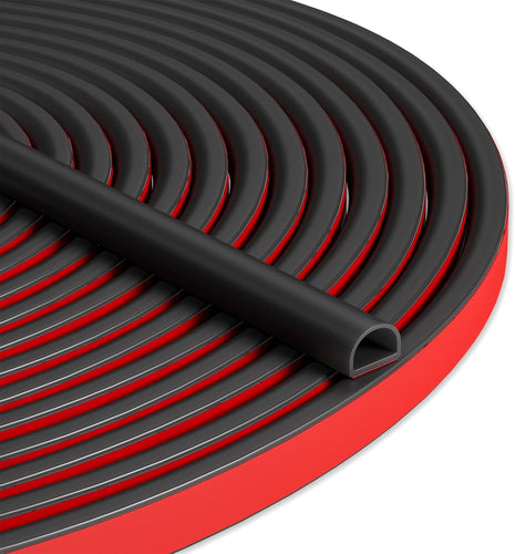 20FT Weather Stripping Door Seal, Self-Adhesive Silicone D-Shaped Seal Strip for Door Frame & Window Gaps, Soundproof Insulation Gap Filler