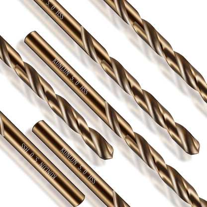 1/4" Cobalt Drill Bit(10Pcs), M35 HSS Metal Drill Bit Set Forwood, Hard Metal, Stainless Steel, Cobalt Steel M35 Jobber Length Twist Drill Bits