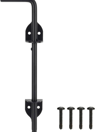 12" Cane Bolt Heavy-Duty Drop Rod for Gate, Gate Ground Latch for Wooden Fences Metal Gates Doors, Metal Gates Doors Stopper for Gate Ground, Wrought Iron Gate Latches, Black Finish(1 Pack)