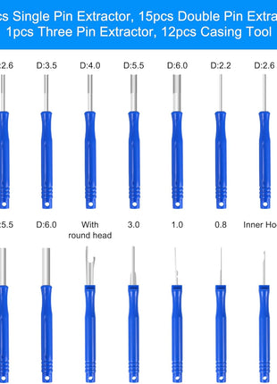 Terminal Removal Tool Kit 41 Pcs Depinning Tool Electrical Connector Pin Removal Tool Kit Pin Extractor Tool Set Wire Terminal Release Tool for Automotive Car Household Devices - Blue