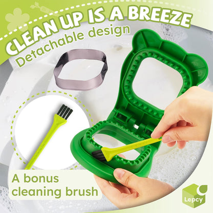 Uncrustables Sandwich Maker Sealer Cutter, Crustless Sandwich Cutter, PB&amp;J Uncrustable Maker - Color Green, Square Shape