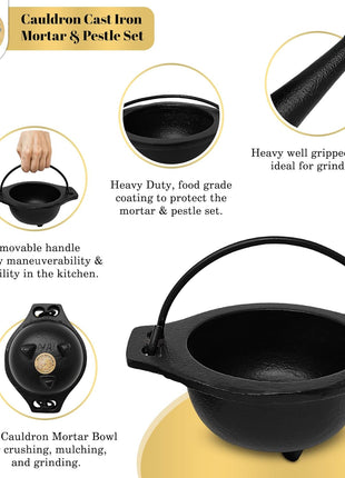 Cast Iron Cauldron Mortar and Pestle Set (Mp3-Cauldron Mortar & Pestle)