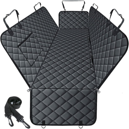 Waterproof Dog Car Seat Cover for Back Seat - Durable, Scratch Proof Pet Hammock with Nonslip Design &amp; Storage Pockets, Fits Cars, Suvs, Trucks- S, Black