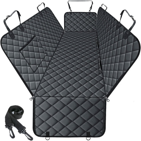 Waterproof Dog Car Seat Cover for Back Seat - Durable, Scratch Proof Pet Hammock with Nonslip Design & Storage Pockets, Fits Cars, Suvs, Trucks- S, Black