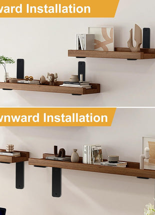 8 Pack - L 10" X H 6" X W1.5, 5Mm Thick Black L Shelf Bracket, Iron Shelf Brackets, Metal Shelf Brackets, Floating Shelf, Shelf Supports with Screws