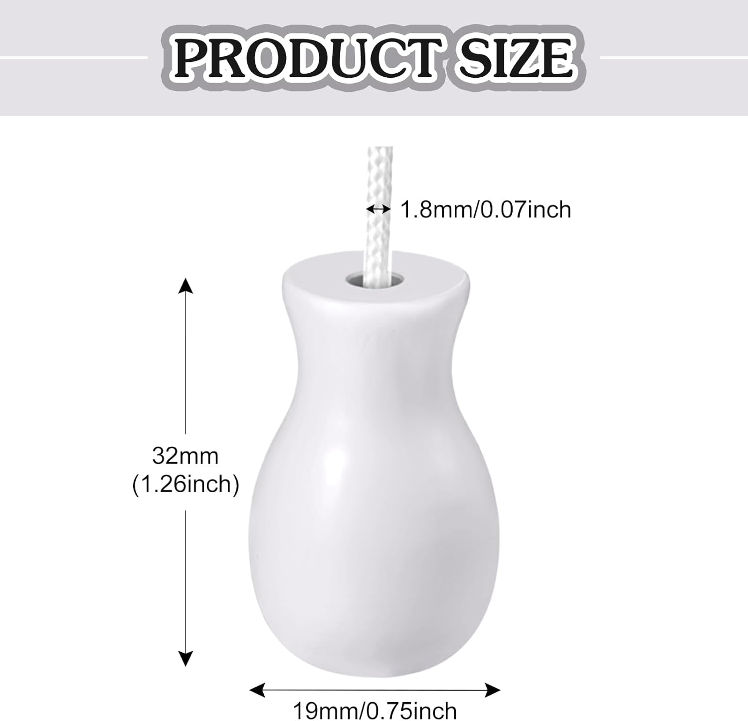 110 Yards Blind Cord 1.8 Mm Braided Lift Shade Curtain String and 12 Pieces Wood Blind Pull Cord Knobs for Roman Shade Kit, Curtain Craft(White)
