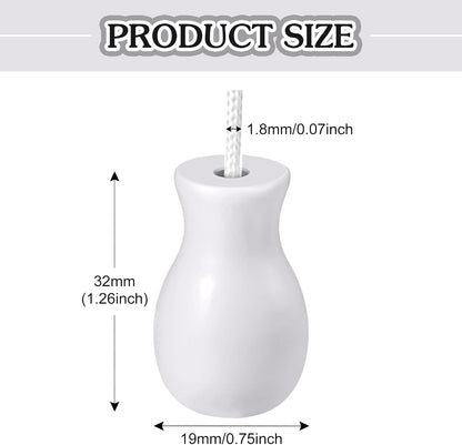 110 Yards Blind Cord 1.8 Mm Braided Lift Shade Curtain String and 12 Pieces Wood Blind Pull Cord Knobs for Roman Shade Kit, Curtain Craft(White)