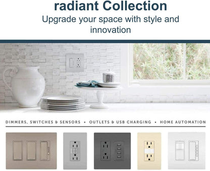 Radiant 20 Amp GFCI Self-Test Tamper Resistant Decorator Duplex Electrical Outlet, with Trip Indicator, 2097TRBKCCD4, Black, 1 Count