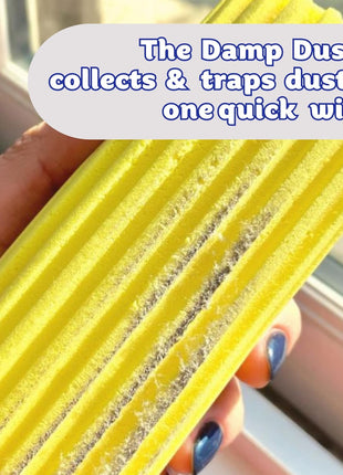 Damp Duster, Multipurpose Dusters for Cleaning - Wooden & Venetian Blind Cleaner Tool, Ridged Wet Dust Sponge for Skirting Board, Radiator, Blinds & Mirrors, Home Cleaning Products, Pink