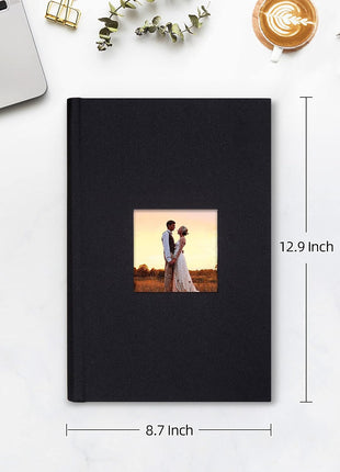 Photo Album 4X6 300 Photos Linen Cover with Memo Areas Photobook Pictures Book for Wedding Family Baby and Vacation (Black)