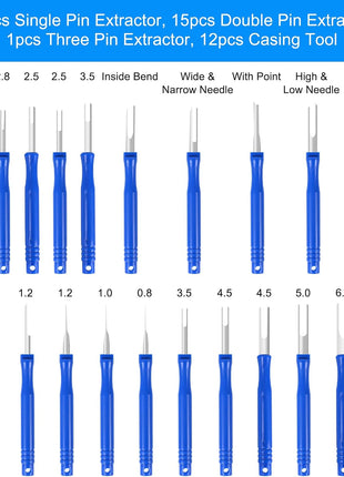 Terminal Removal Tool Kit 41 Pcs Depinning Tool Electrical Connector Pin Removal Tool Kit Pin Extractor Tool Set Wire Terminal Release Tool for Automotive Car Household Devices - Blue