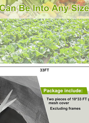 Garden Netting, 2 Pack 10X33Ft Ultra Fine Mesh Netting Pest Barrier Protection Bird Mosquito Net Plants Cover for Vegetables Fruits Flowers Crops Greenhouse Row Cover Raised Bed Patio