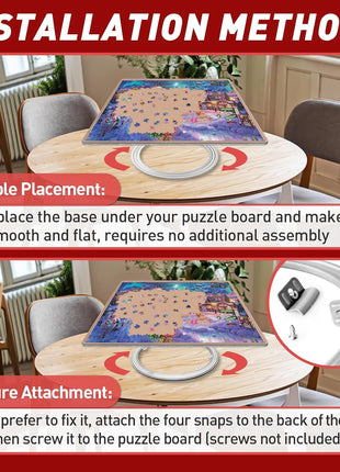 Rotating Puzzle Board Base - 360° Swivel Turntable for Jigsaw Puzzles 1000/1500 Piece Lazy Susan Spinner Table - Puzzle Accessories for Adults and Kids