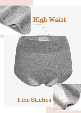 Women'S Washable Incontinence Underwear 4 Pack, Leakproof Ladies Panties High Waist, Incontinence Protective Briefs for Minor Bladder Leak(M)