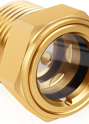 3/4 NPT Air Compressor Oil Sight Glass, Male Hex Head Compresssor Oil Sight Glass, Heavy Duty Solid Brass Oil Sight Glass Liquid Level Gauge Oil Indicator Window for Air Compressor Gearbox Tank