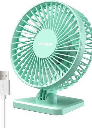 USB Desk Fan, Small but Powerful, Personal Portable Quiet 3 Speeds, Adjustable Mini Table Desktop Fan for Cooling Home Office Car Summer Travel Gifts Green