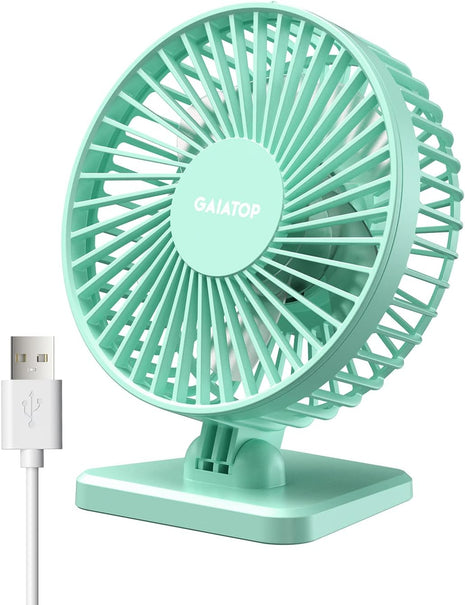 USB Desk Fan, Small but Powerful, Personal Portable Quiet 3 Speeds, Adjustable Mini Table Desktop Fan for Cooling Home Office Car Summer Travel Gifts Green