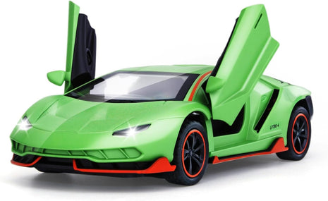 Toy Cars for Boys Age 3-12 1/ Small Diecast Metal Model Car Toys with Light and Sound Pull Back Sport Car for 3+ Years Old Kids Birthday (Green)