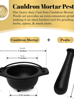 Cast Iron Cauldron Mortar and Pestle Set (Mp3-Cauldron Mortar & Pestle)