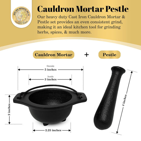 Cast Iron Cauldron Mortar and Pestle Set (Mp3-Cauldron Mortar & Pestle)