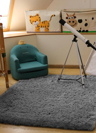Area Rugs for Living Room Bedroom, Washable Non-Slip Fluffy Soft Grey Shag Carpet, Indoor Floor Gray 4X6 Fuzzy Shaggy Living Room Plush Rug for Kids Home Dorm Decor Aesthetic