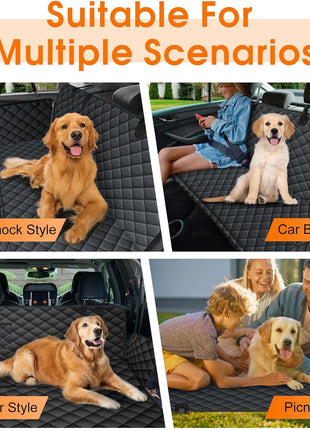 Waterproof Dog Car Seat Cover for Back Seat - Durable, Scratch Proof Pet Hammock with Nonslip Design & Storage Pockets, Fits Cars, Suvs, Trucks- S, Black
