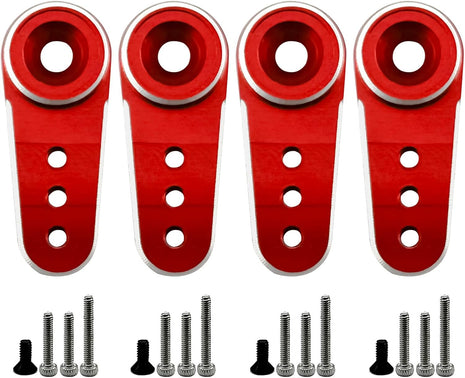 4Pack Aluminum 15T Servo Horn Arms RC Mini Servo Horns Toy Car Accessories Compatible with Emax ES08MA Servo Fit for Axial SCX24 1/24 RC Crawler (Red)