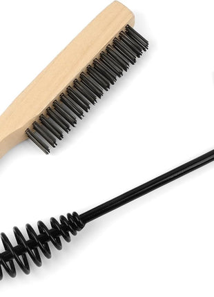 2 Pack Welding Chipping Hammer and Wire Brush Set – 11" Hammer with Coil Spring Handle, Cone and Vertical Chisel and 9.8" Stainless Steel Brush for Slag, Spatter, Residue Removal