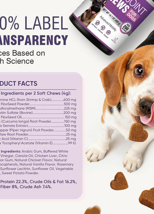 Glucosamine for Dogs 200Pcs Joint Support Supplement Dog Hip and Joint Chondroitin Chews Treats with MSM Dog Joint Pain Relief Mobility Supplements Chicken Flavor Fit All Large Small Medium Breed