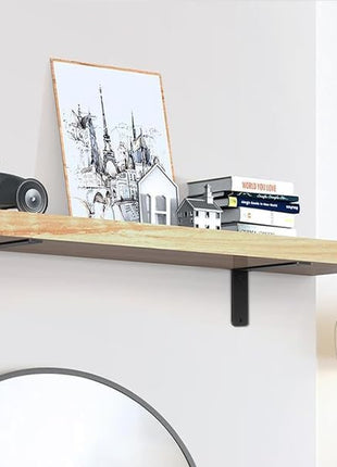 8 Pack - L 10" X H 6" X W1.5, 5Mm Thick Black L Shelf Bracket, Iron Shelf Brackets, Metal Shelf Brackets, Floating Shelf, Shelf Supports with Screws